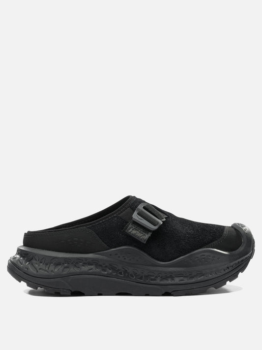Flat sandals 100% leather - 100% fabric - 100% rubber  Black - Hoka Men | PLP | VIETTI Online Store 
