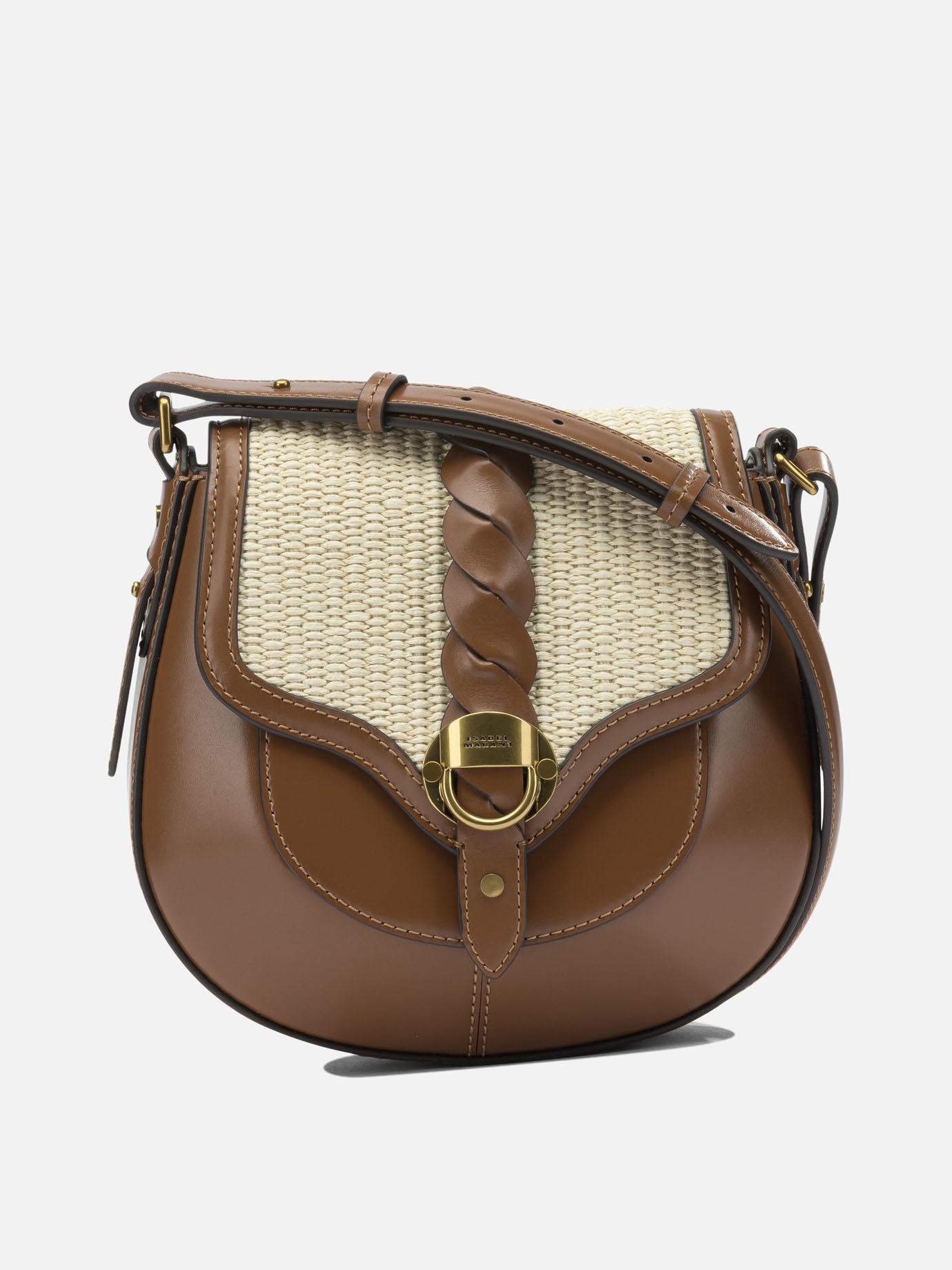 Borse piccole 100% calf leather - Secondary fabric: 100% raffia - Other fabric: 100% cotton  Marrone - Isabel Marant Donna | PDP | VIETTI Online Store | Zoom-Modal
