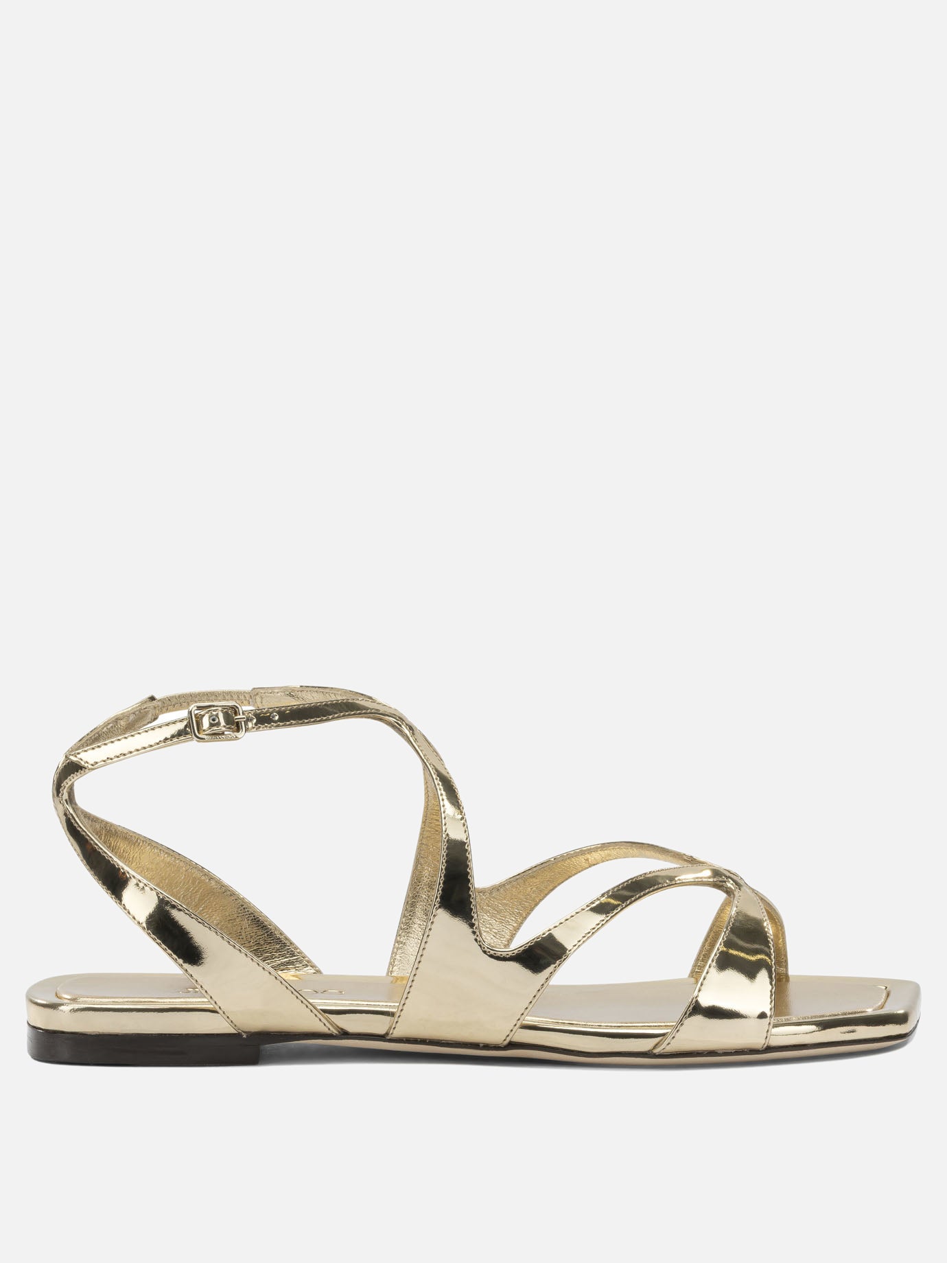 Flat sandals 93% leather 5% salpa 2% metal - 95% calf 5% rubber  Gold - Jimmy Choo Women | PDP | VIETTI Online Store | Zoom-Modal
