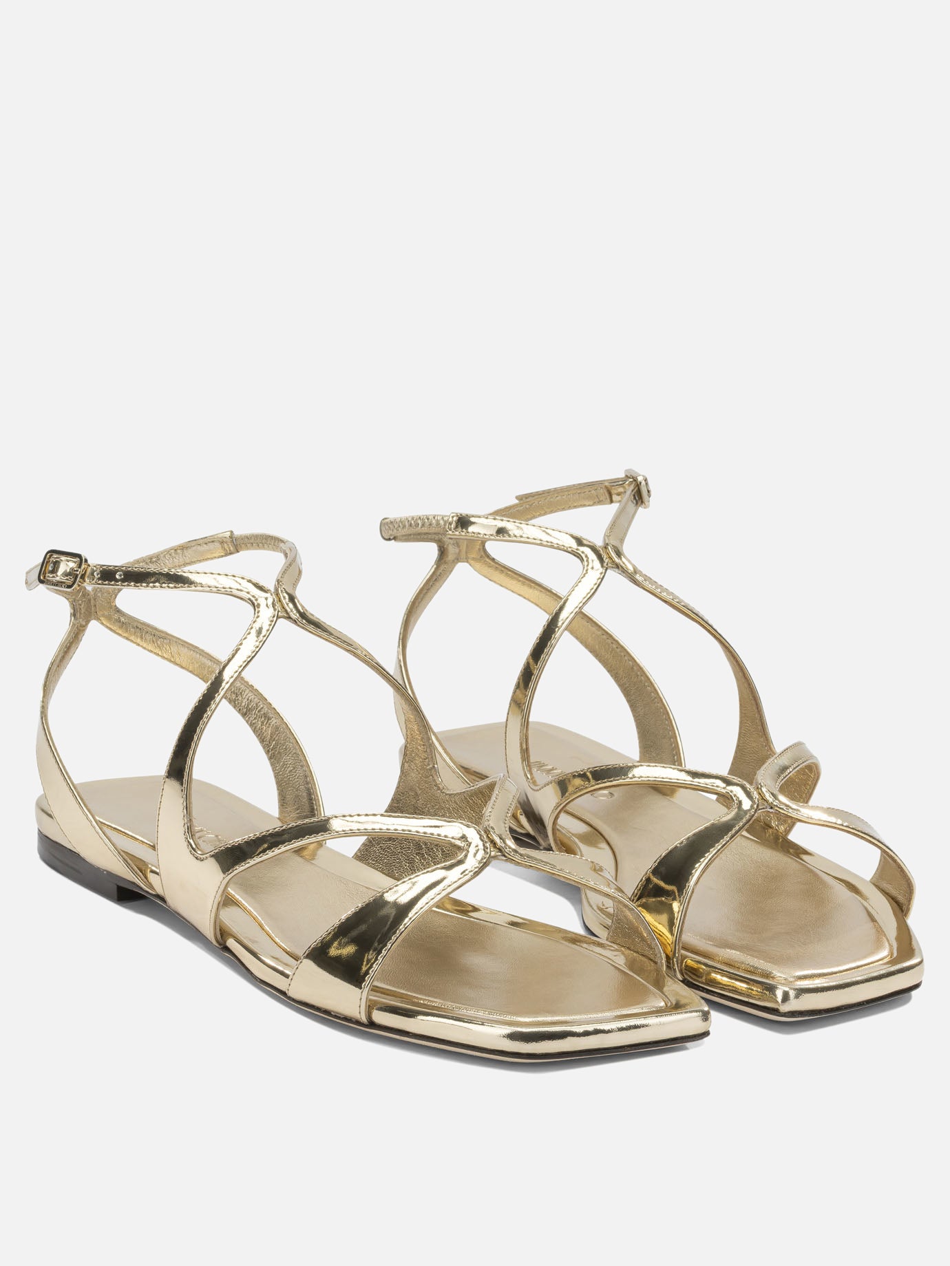 Flat sandals 93% leather 5% salpa 2% metal - 95% calf 5% rubber  Gold - Jimmy Choo Women | PDP | VIETTI Online Store | thumbnail_2
