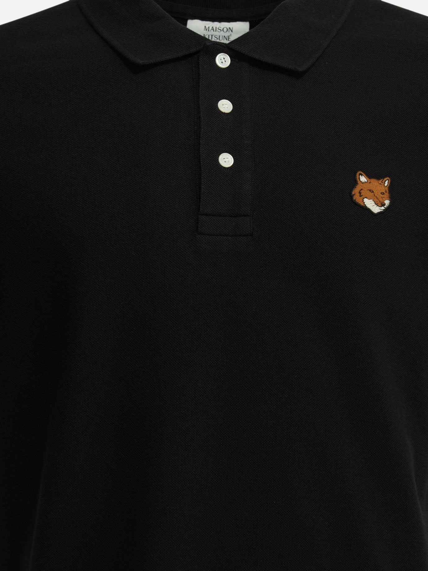 Polo shirts with buttons Logo  Black - Maison Kitsuné Men | PDP | VIETTI Online Store | thumbnail_3