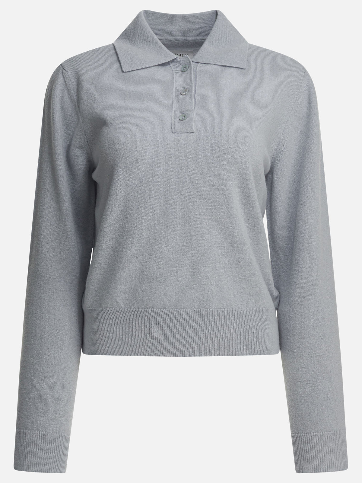 Maison Margiela Virgin wool polo sweater Light blue