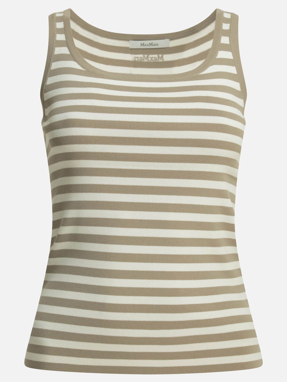 Max Mara Pure Striped fitted tank top Beige