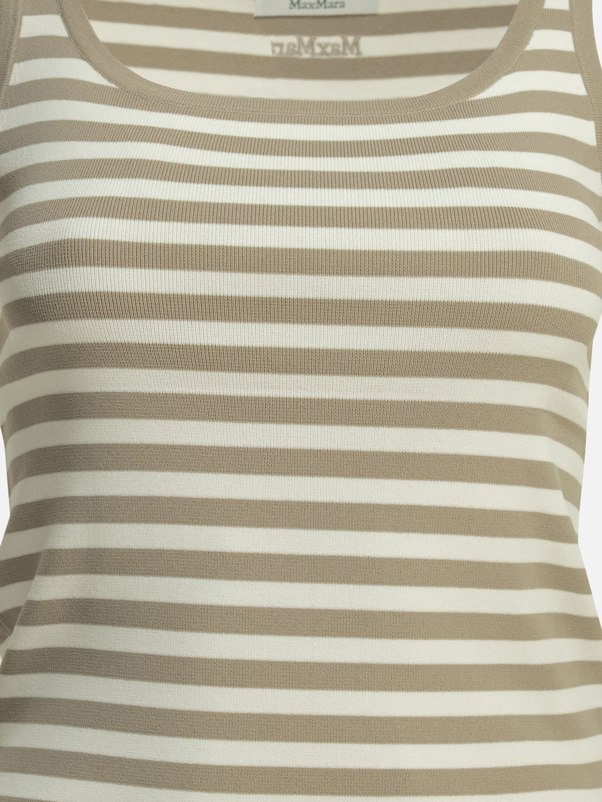 Max Mara Pure Striped fitted tank top Beige