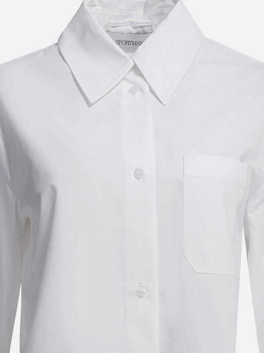Max Mara Sportmax Cotton shirt with pleated back White

