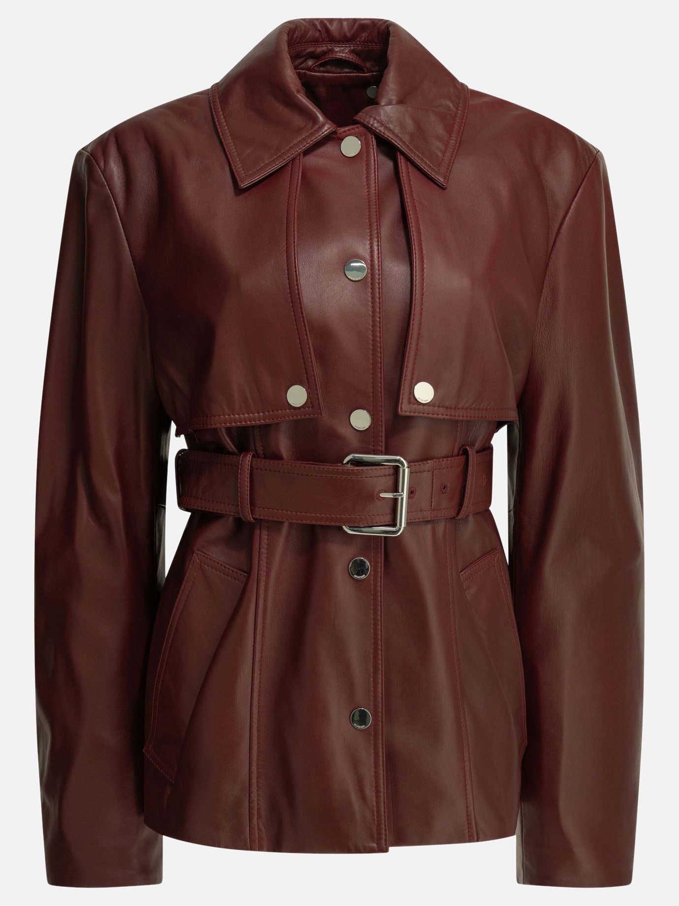 Leather jackets Solid colour  Bordeaux - Max Mara Sportmax Women | PDP | VIETTI Online Store | Zoom-Modal
