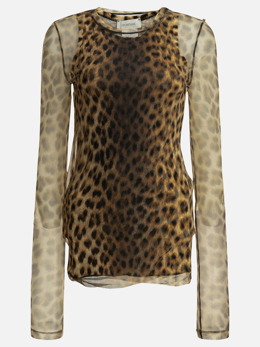 Max Mara Sportmax Fitted animalier top Brown

