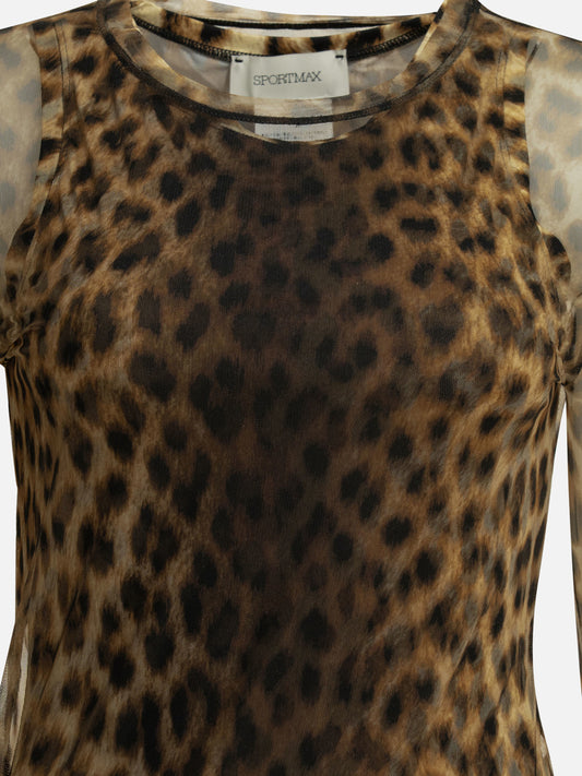 Max Mara Sportmax Fitted animalier top Brown

