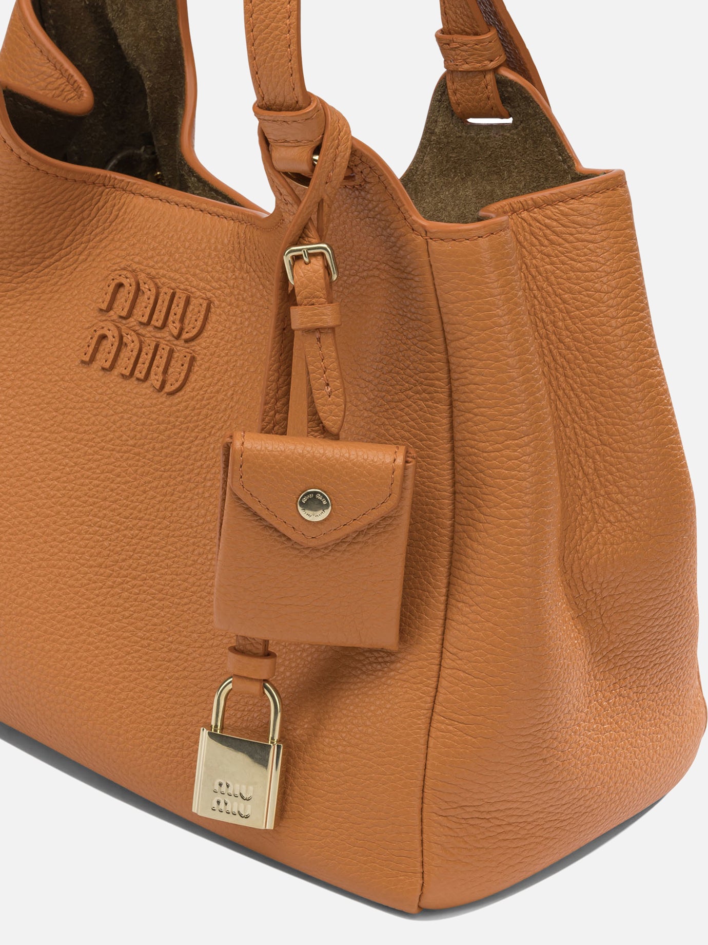Miu Miu Leather shoulder bag with logo Orange - Women | VIETTI