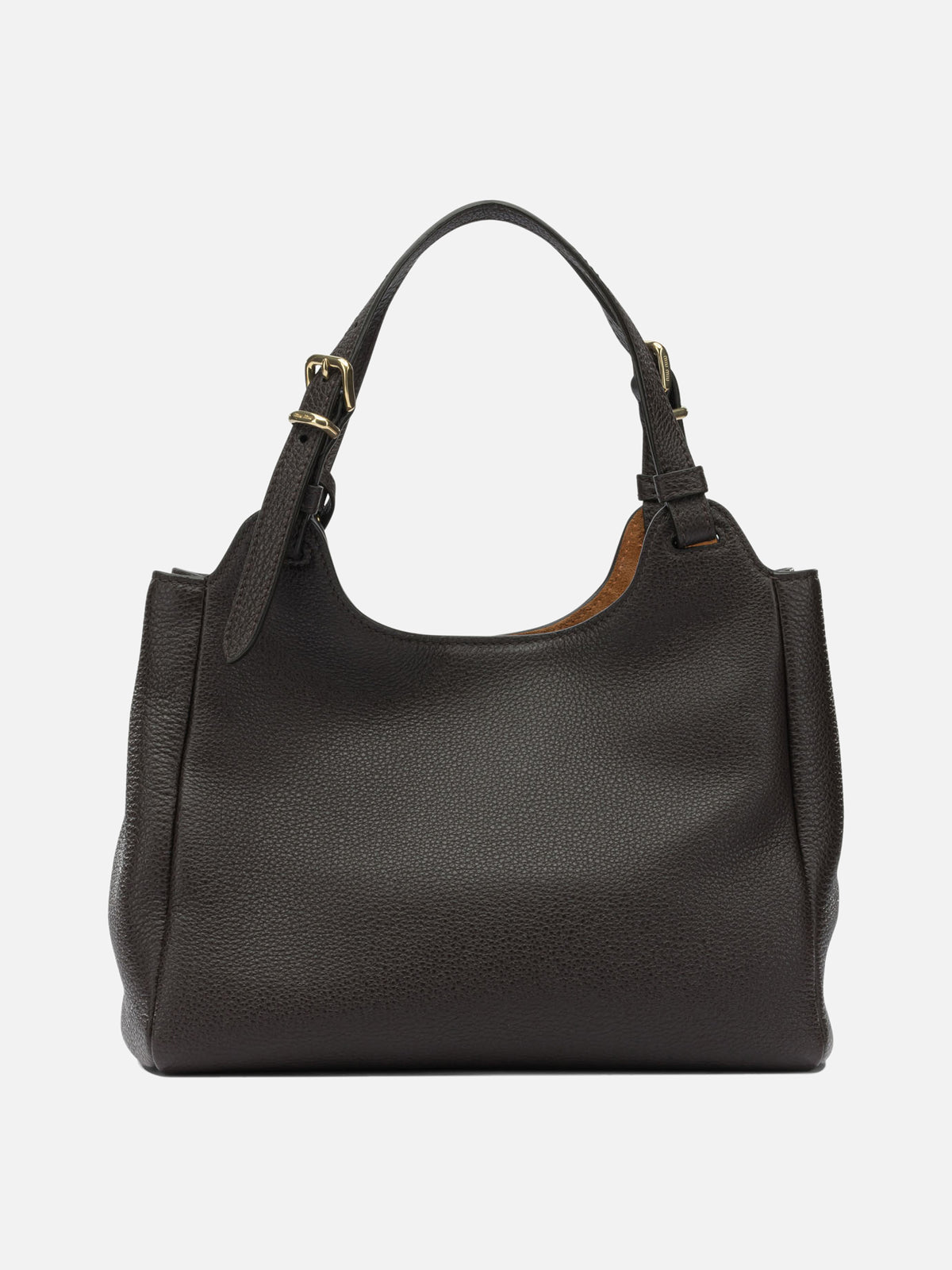 Miu Miu Leather shoulder bag with logo Brown