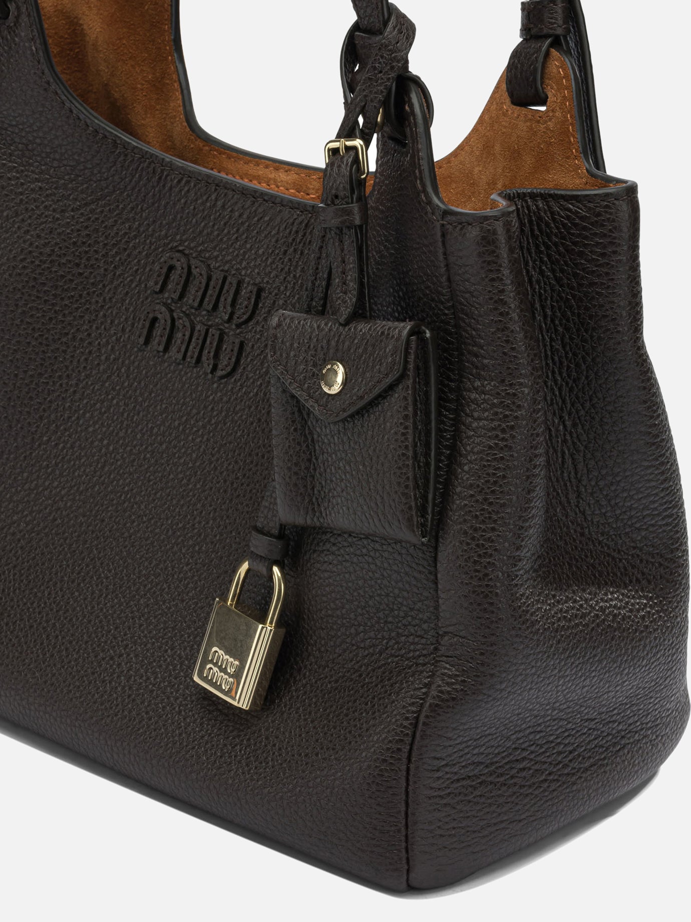 Miu Miu Leather shoulder bag with logo Brown - Women | VIETTI