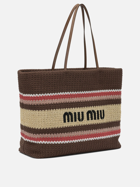 Large bags 100% cotton - Other fabric: 100% calf leather  Brown - Miu Miu Women | PLP | VIETTI Online Store | 2
