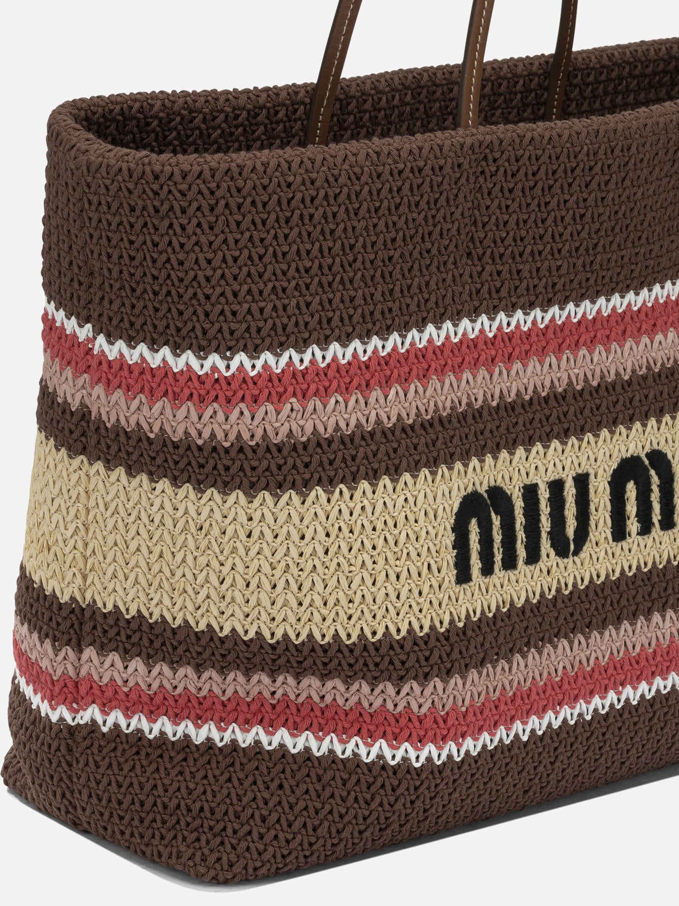 Large bags 100% cotton - Other fabric: 100% calf leather  Brown - Miu Miu Women | PDP | VIETTI Online Store | thumbnail_4