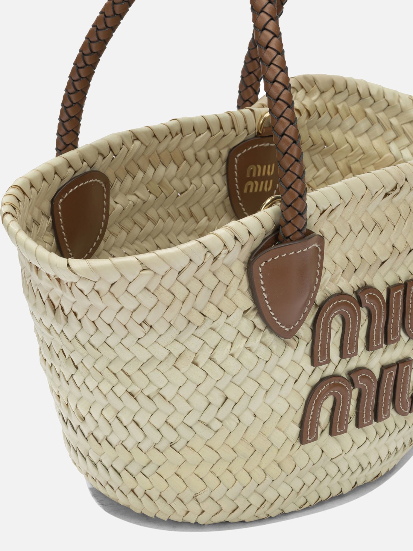 Miu Miu Small straw hand bag Beige - Women | VIETTI Online Store