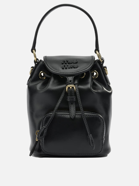 Miu Miu Mini leather backpack Black - Women | VIETTI Online Store