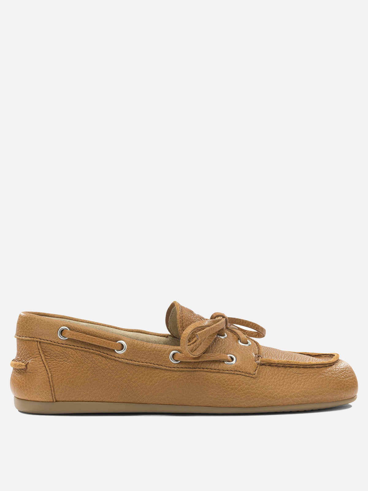 Miu Miu Leather lace-up loafers Beige