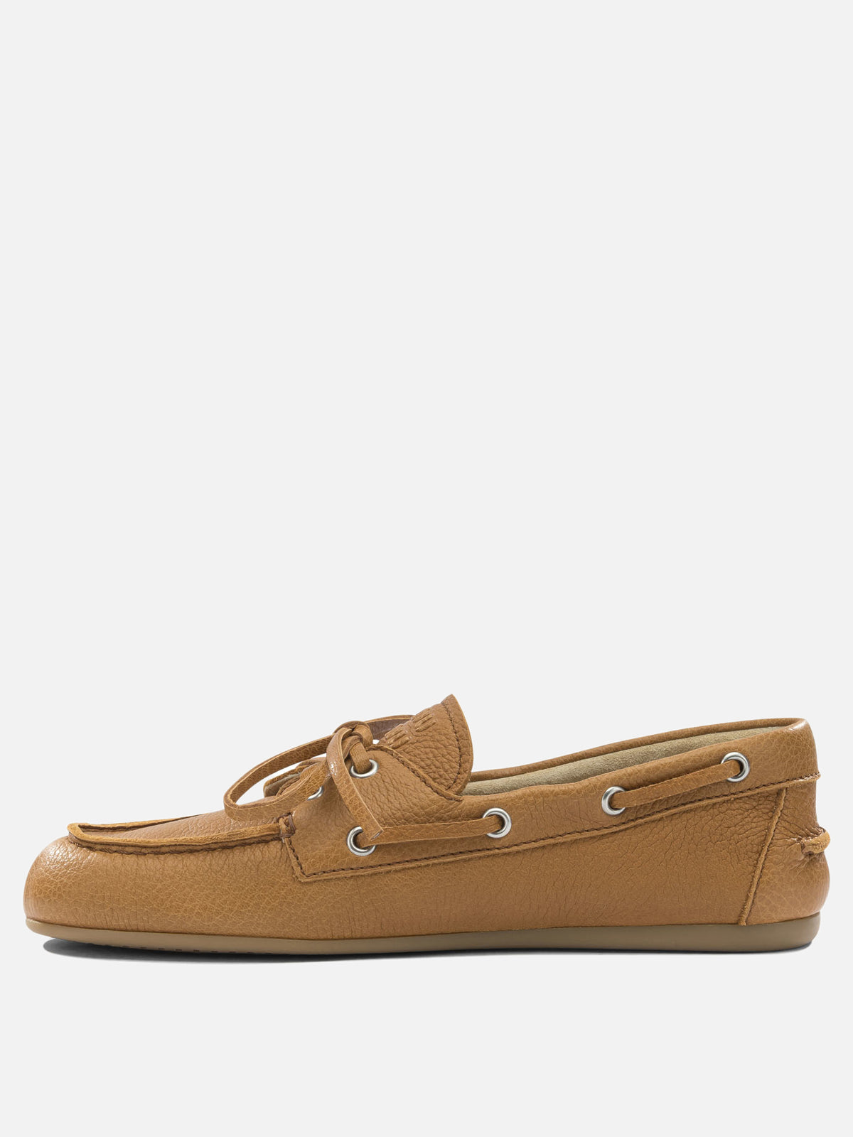 Miu Miu Leather lace-up loafers Beige - VIETTI