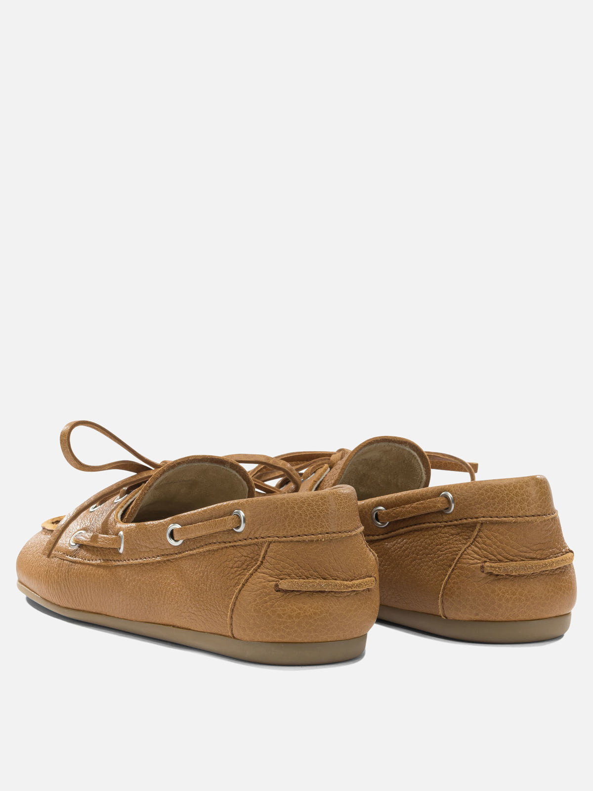 Miu Miu Leather lace-up loafers Beige