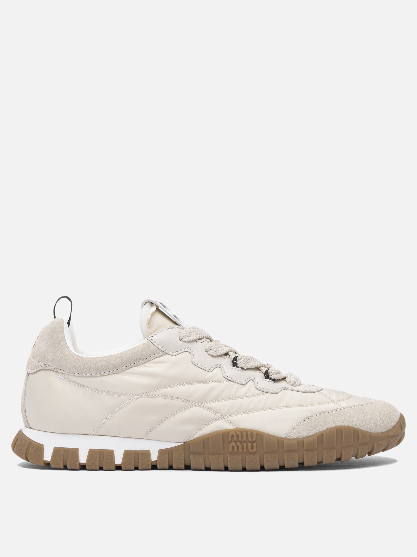 Low top sneakers 100% recycled polyamide - 100% rubber  Beige - Miu Miu Women | PDP | VIETTI Online Store | Zoom-Modal
