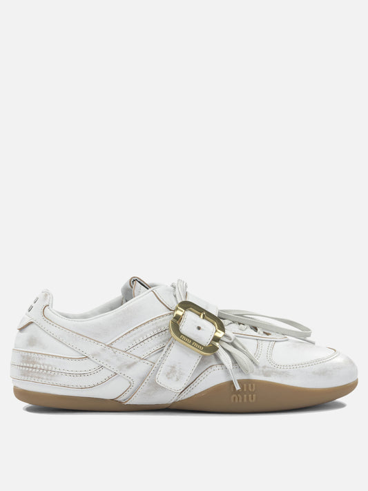 Low top sneakers 100% calf leather  White - Miu Miu Women | PLP | VIETTI Online Store 
