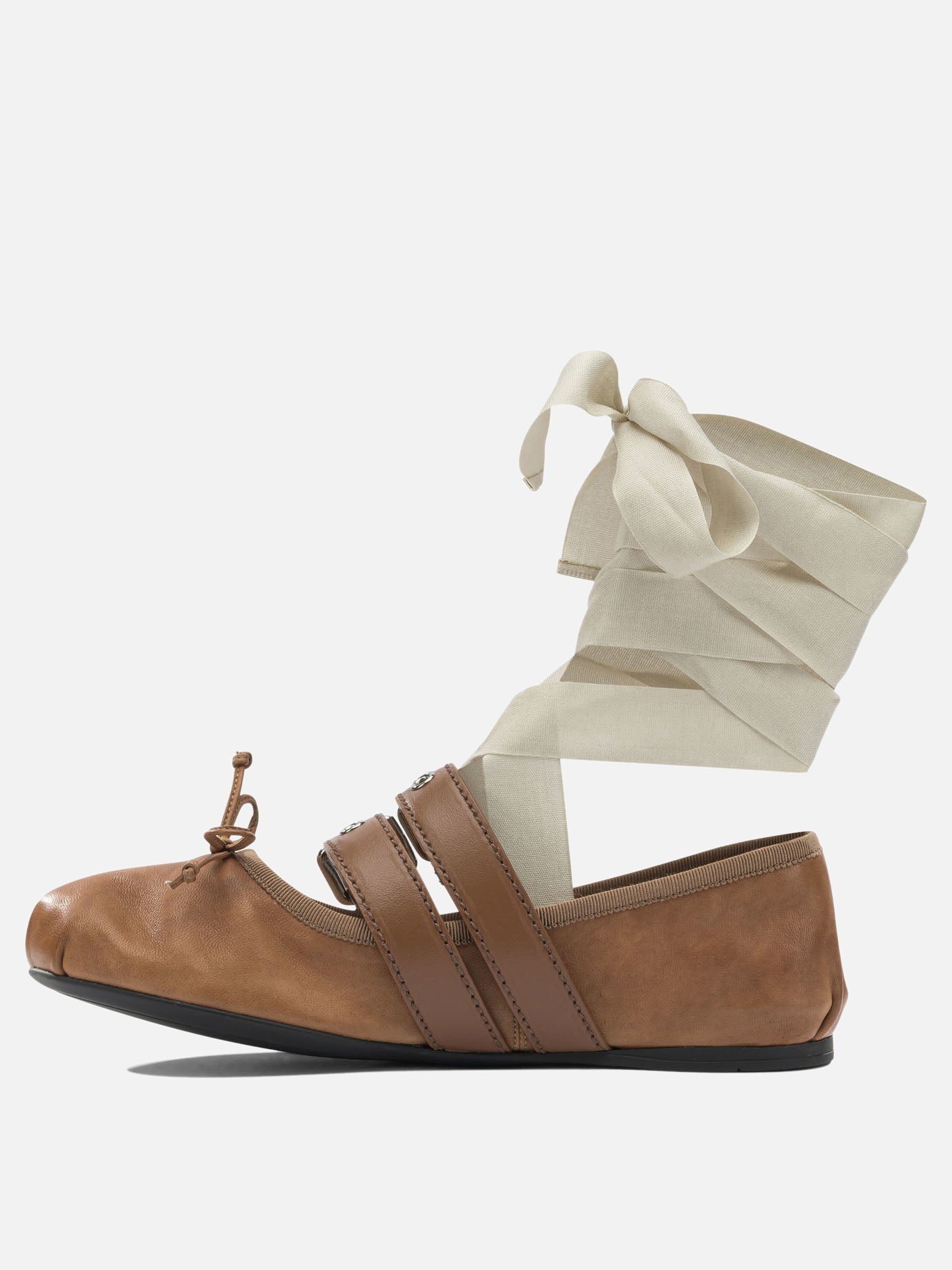 Miu Miu Nappa leather and calfskin ballet flats Brown - Women
