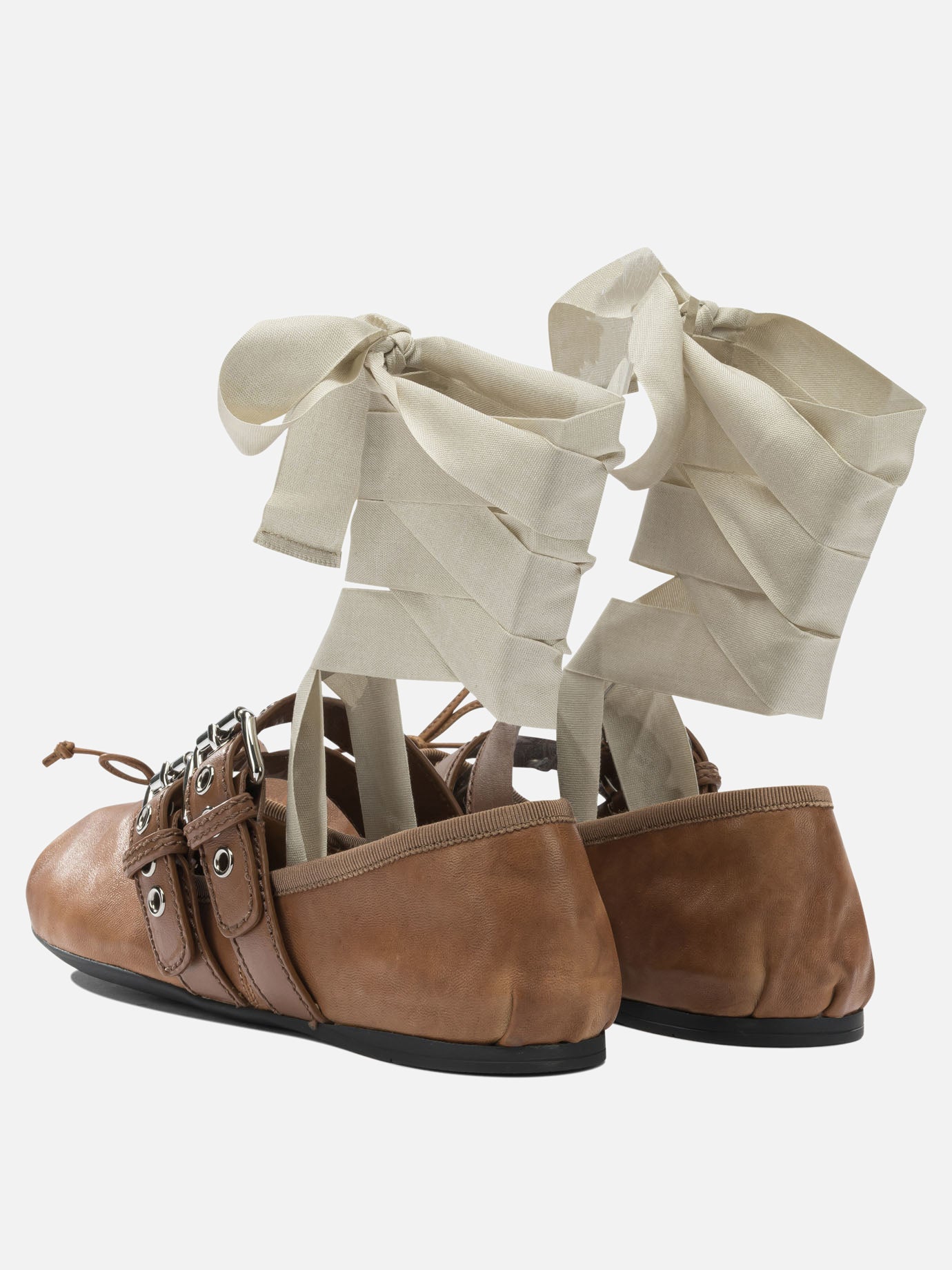 Miu Miu Nappa leather and calfskin ballet flats Brown - Women