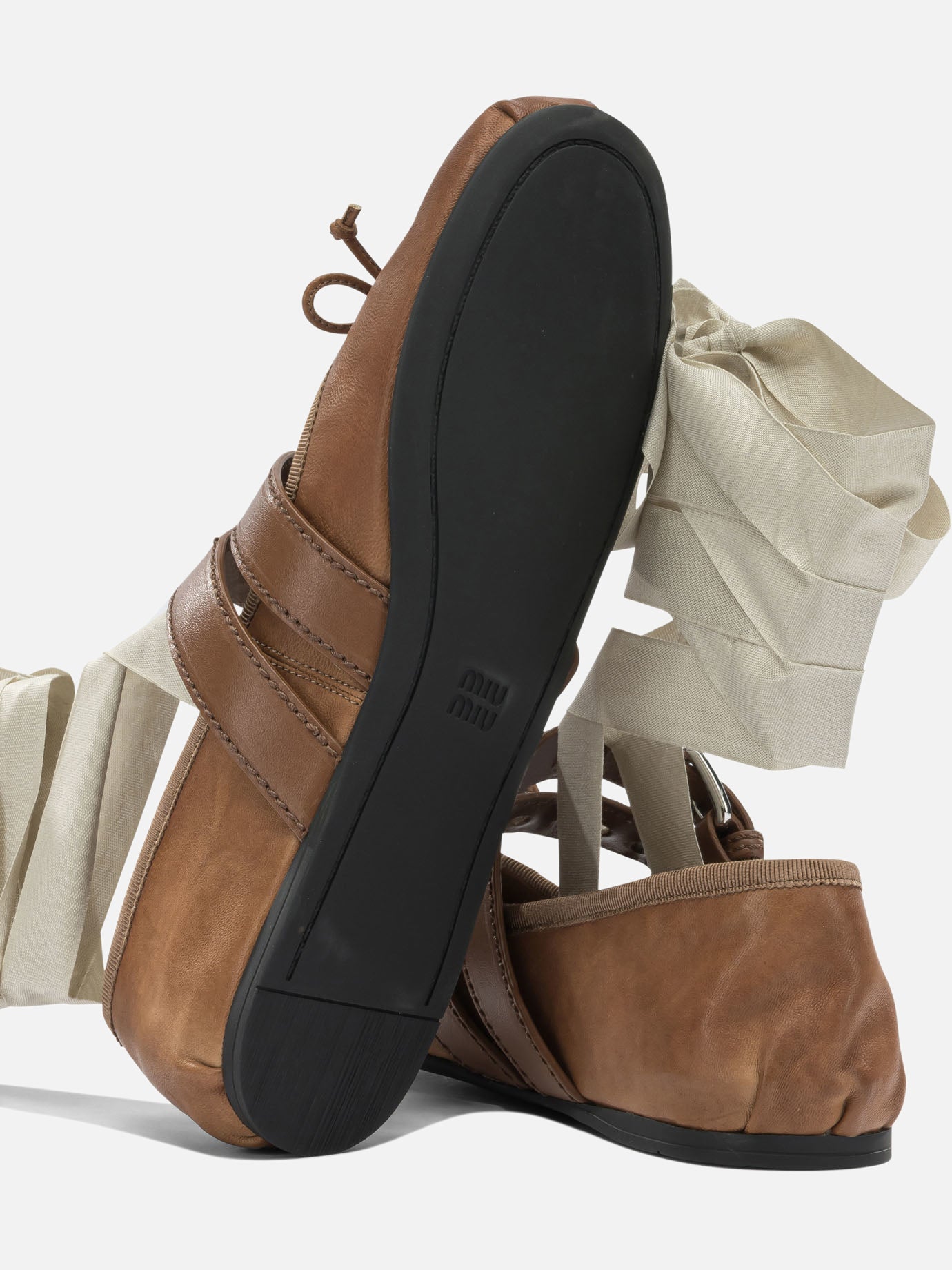 Ballerine classiche 100% lamb leather - 100% calf leather  Marrone - Miu Miu Donna | PDP | VIETTI Online Store | thumbnail_5