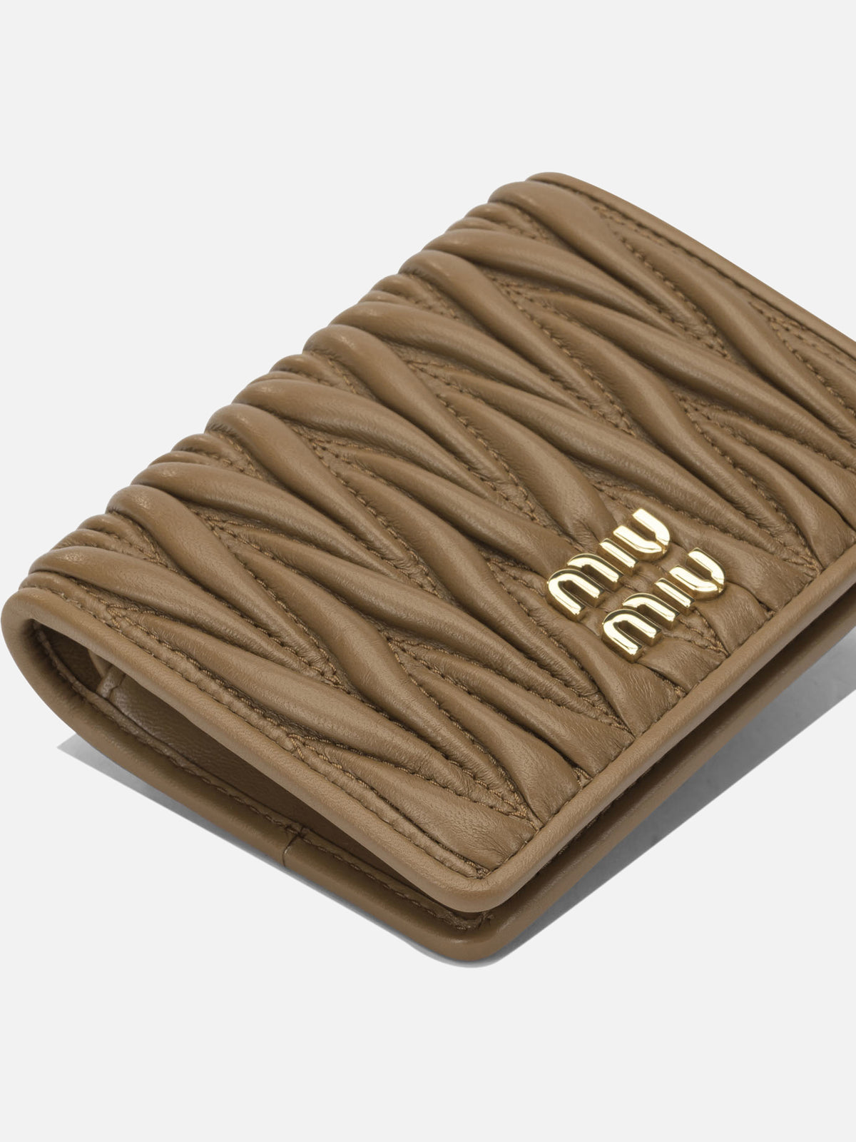 Miu Miu Nappa leather quilted wallet Beige