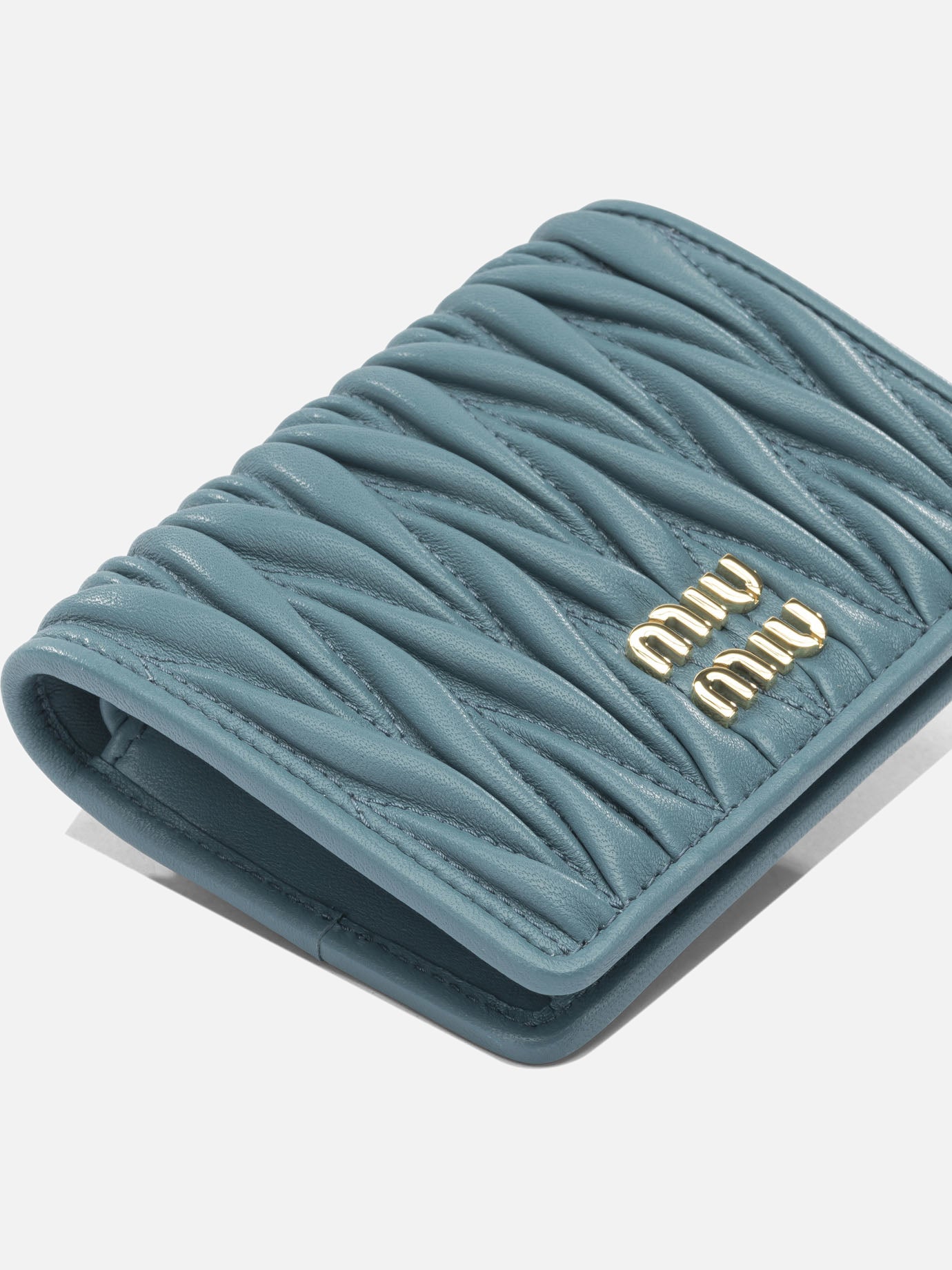 Miu Miu Nappa leather quilted wallet Blue - Women | VIETTI Online