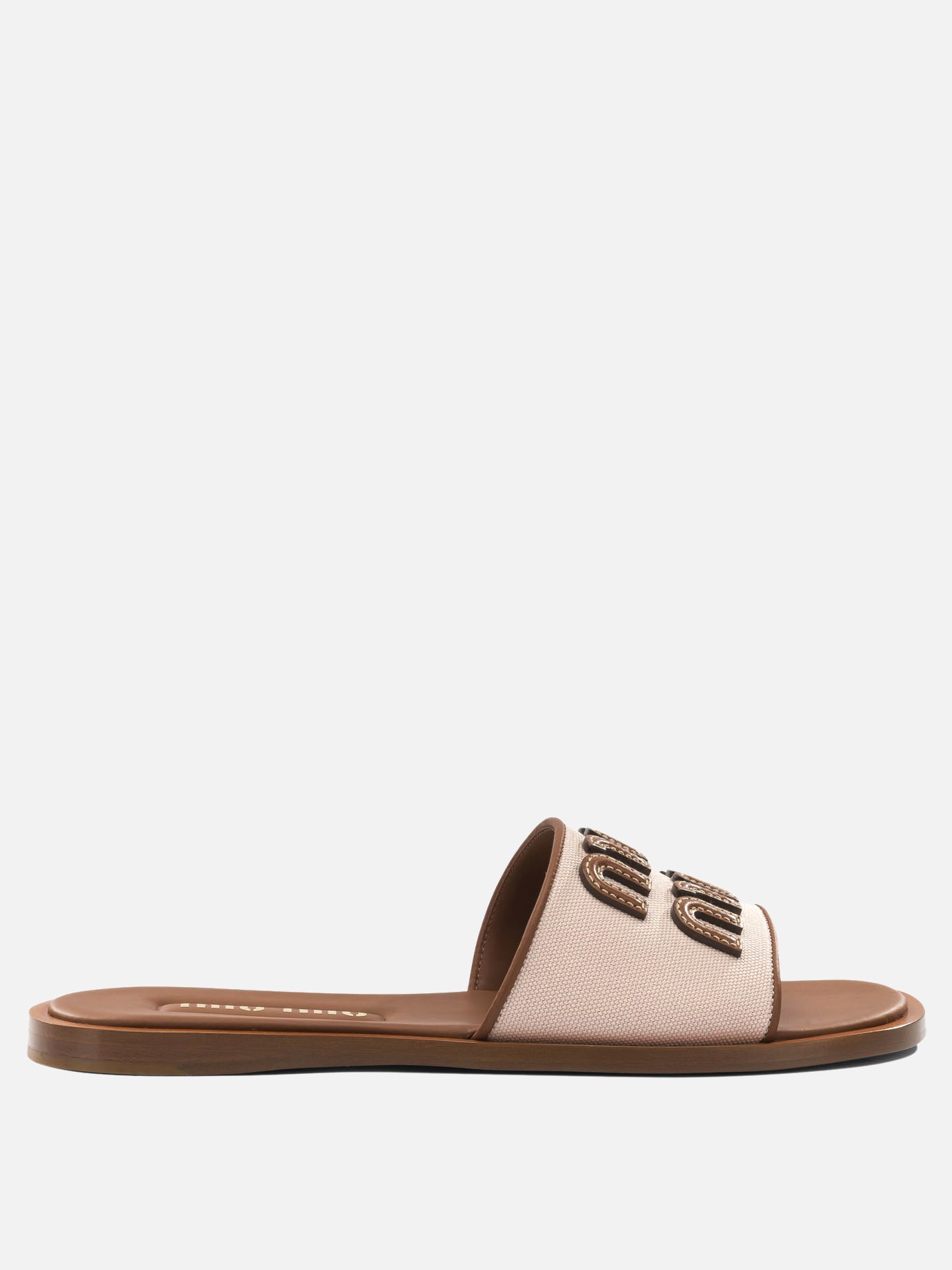 Miu Miu Leather and canvas slide with logo Pink - VIETTI