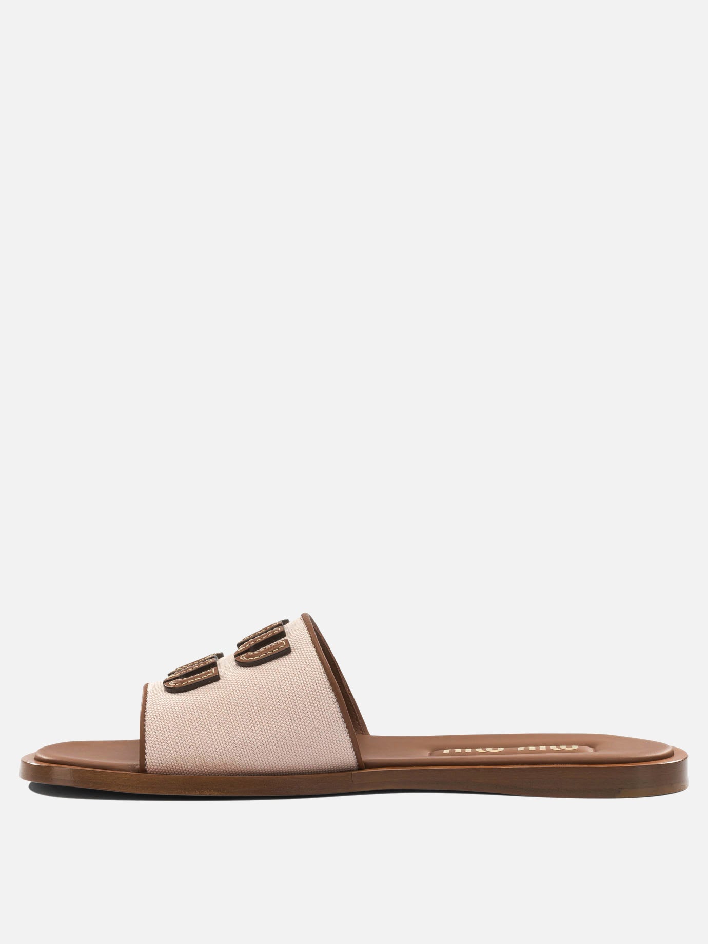 Miu Miu Leather and canvas slide with logo Pink - VIETTI