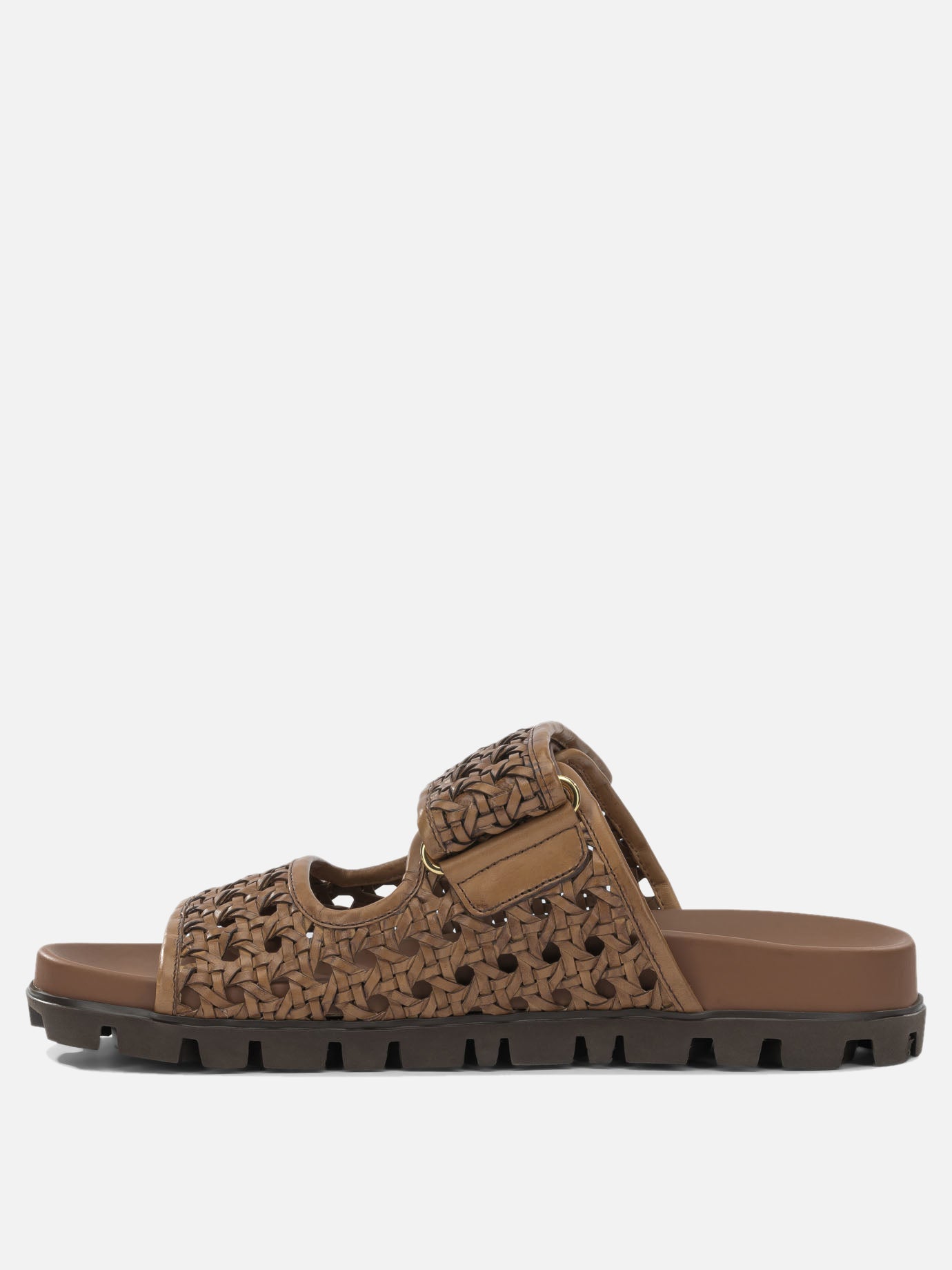Flat sandals 100% calf leather - 100% rubber  Brown - Miu Miu Women | PDP | VIETTI Online Store | thumbnail_3
