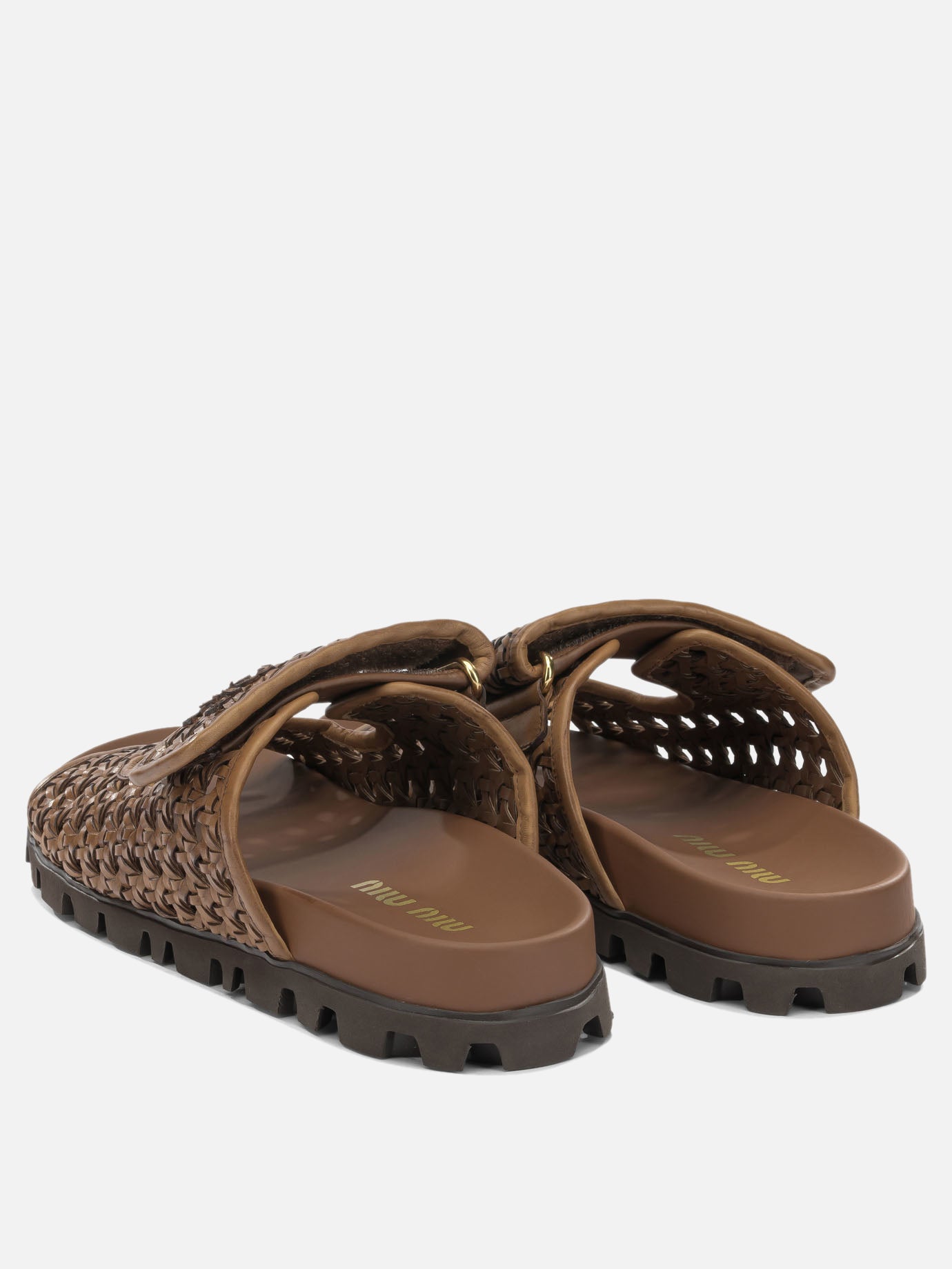 Flat sandals 100% calf leather - 100% rubber  Brown - Miu Miu Women | PDP | VIETTI Online Store | Zoom-Modal_4
