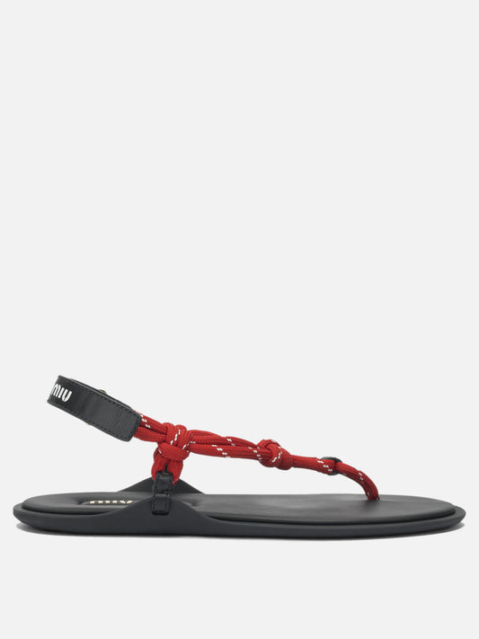 Miu Miu "Rivière" rope sandals Red

