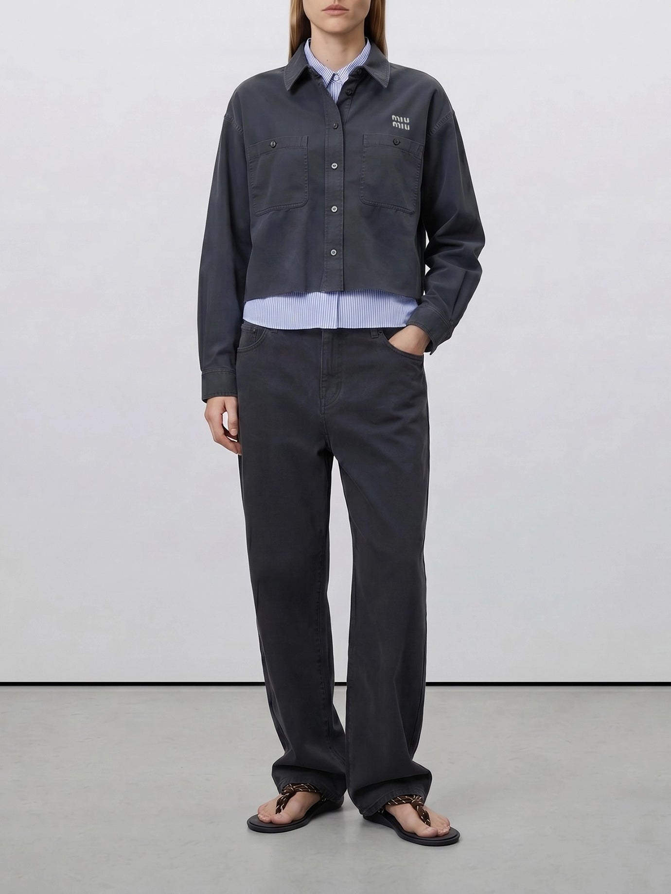 Casual shirts Logo  Grey - Miu Miu Women | PDP | VIETTI Online Store | thumbnail_2