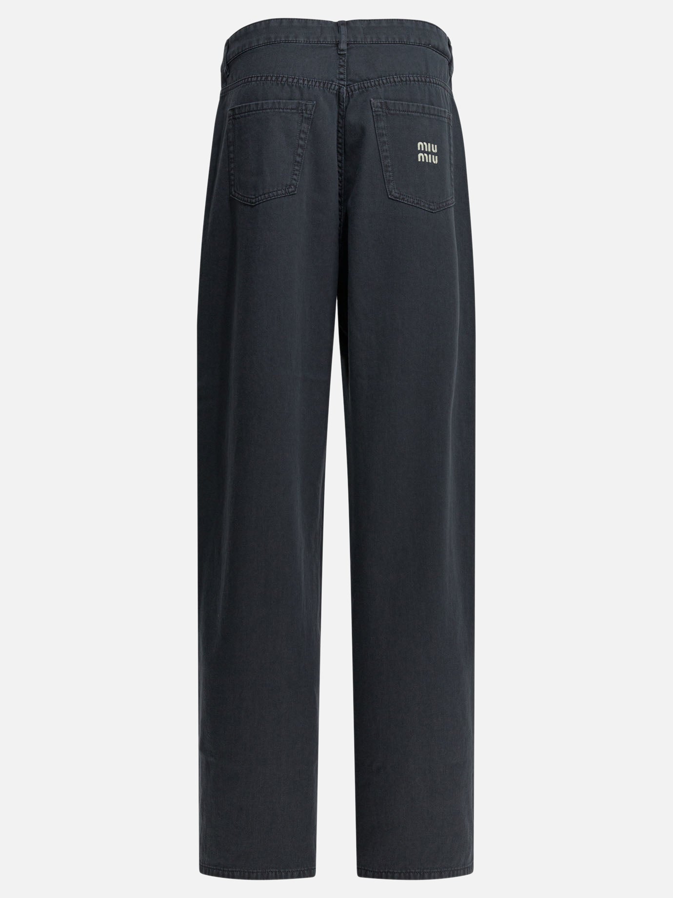 Straight-leg jeans Logo  Grey - Miu Miu Women | PDP | VIETTI Online Store | Zoom-Modal_2
