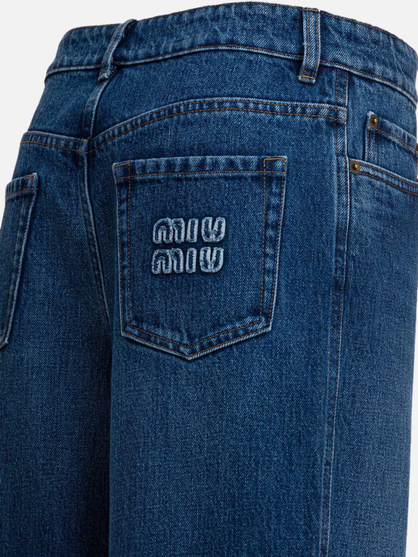 Jeans a gamba larga Logo  Blu - Miu Miu Donna | PDP | VIETTI Online Store | thumbnail_4