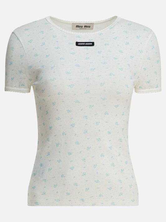 T-shirt girocollo Floral  Bianco - Miu Miu Donna | PDP | VIETTI Online Store 
