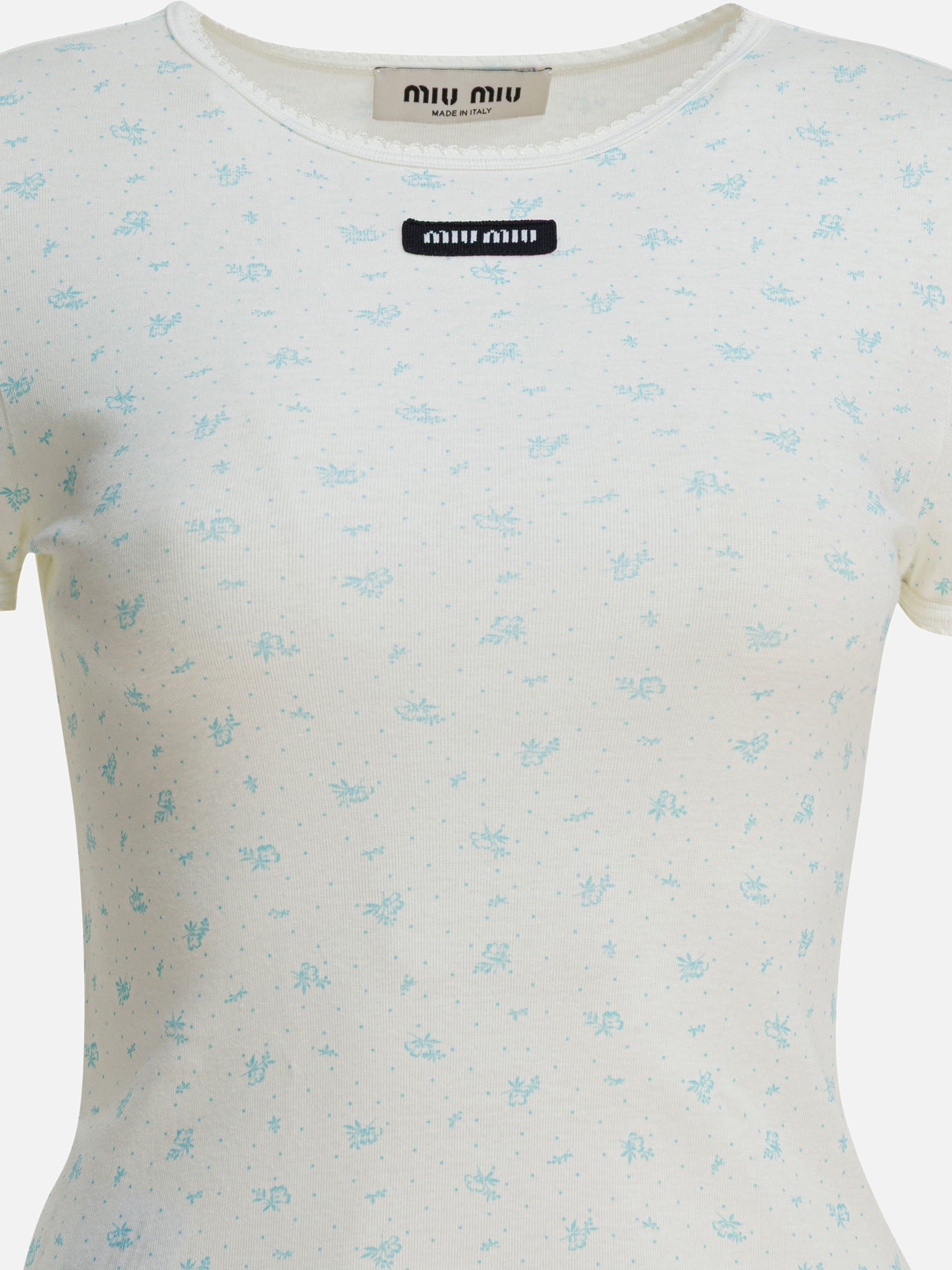 T-shirt girocollo Floral  Bianco - Miu Miu Donna | PDP | VIETTI Online Store | thumbnail_3