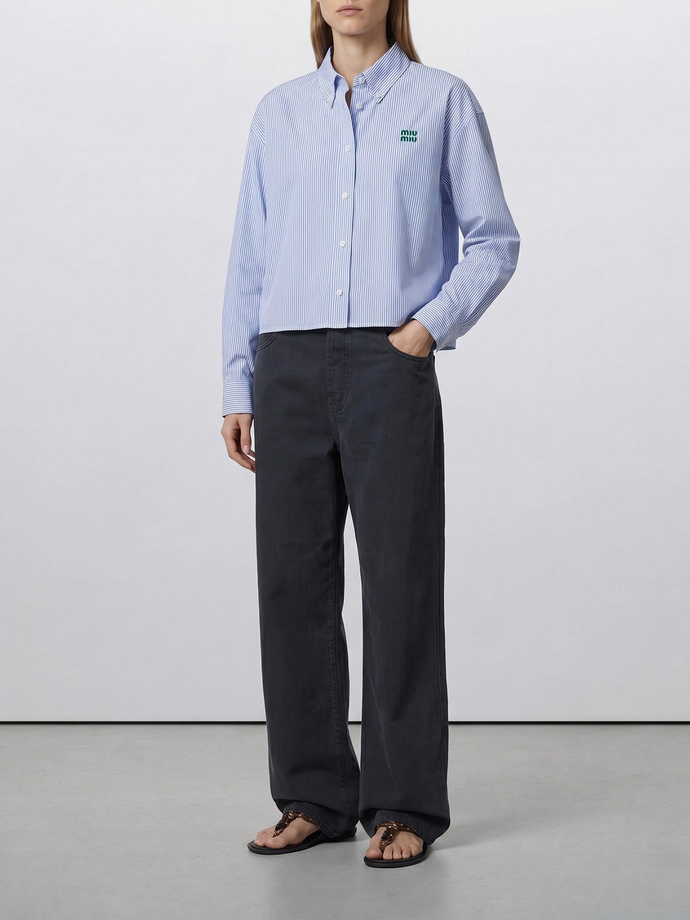 Miu Miu Poplin shirt with logo White - Women | VIETTI Online Store