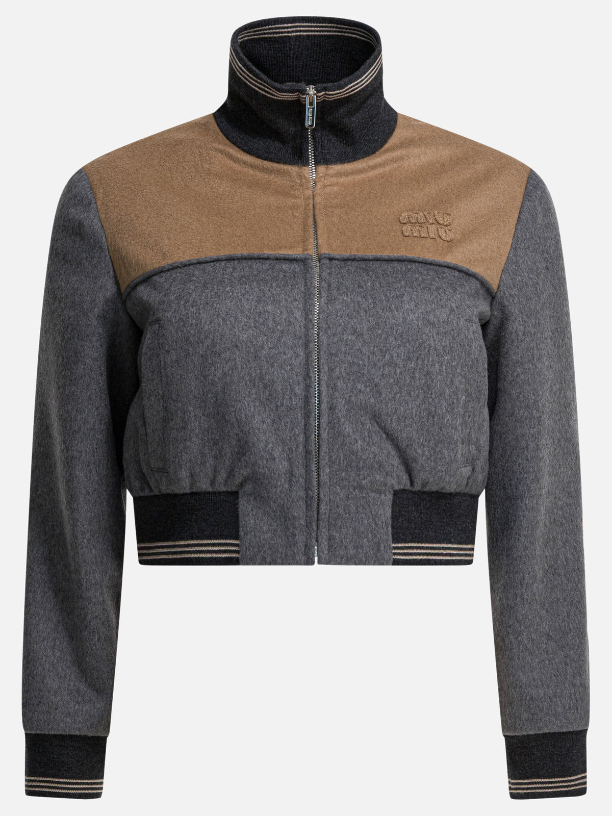 Miu Miu Wool and cashmere bomber jacket Grey - VIETTI