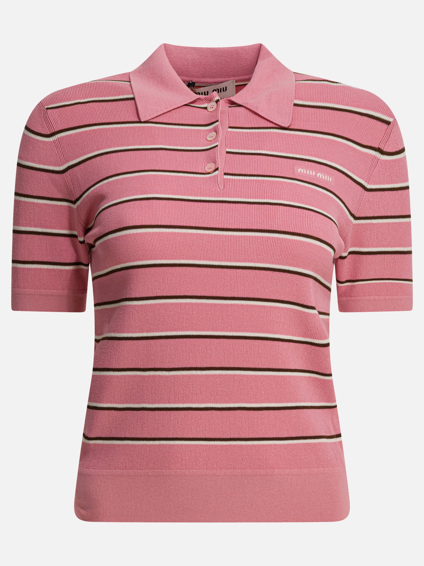 Polo shirts with buttons Striped  Pink - Miu Miu Women | PDP | VIETTI Online Store | thumbnail