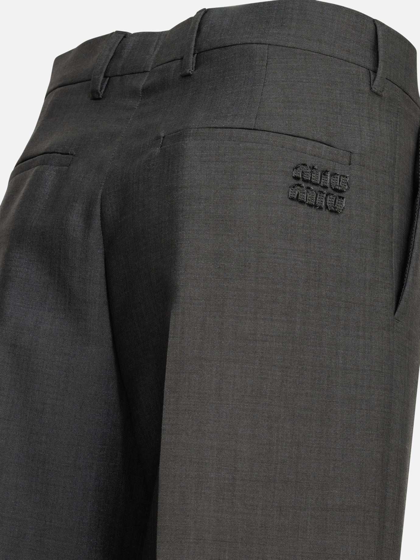 Tailored trousers Logo  Grey - Miu Miu Women | PDP | VIETTI Online Store | thumbnail_4
