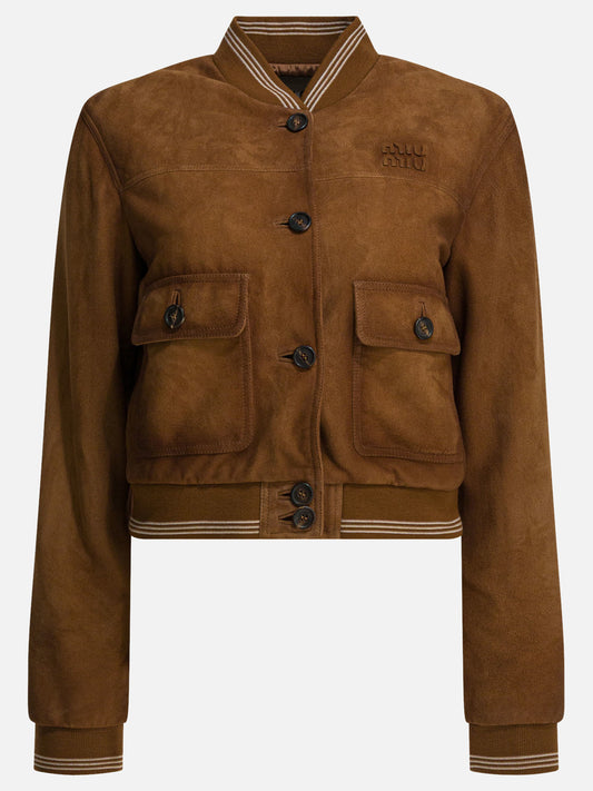 Bomber jackets Logo  Brown - Miu Miu Women | PLP | VIETTI Online Store 
