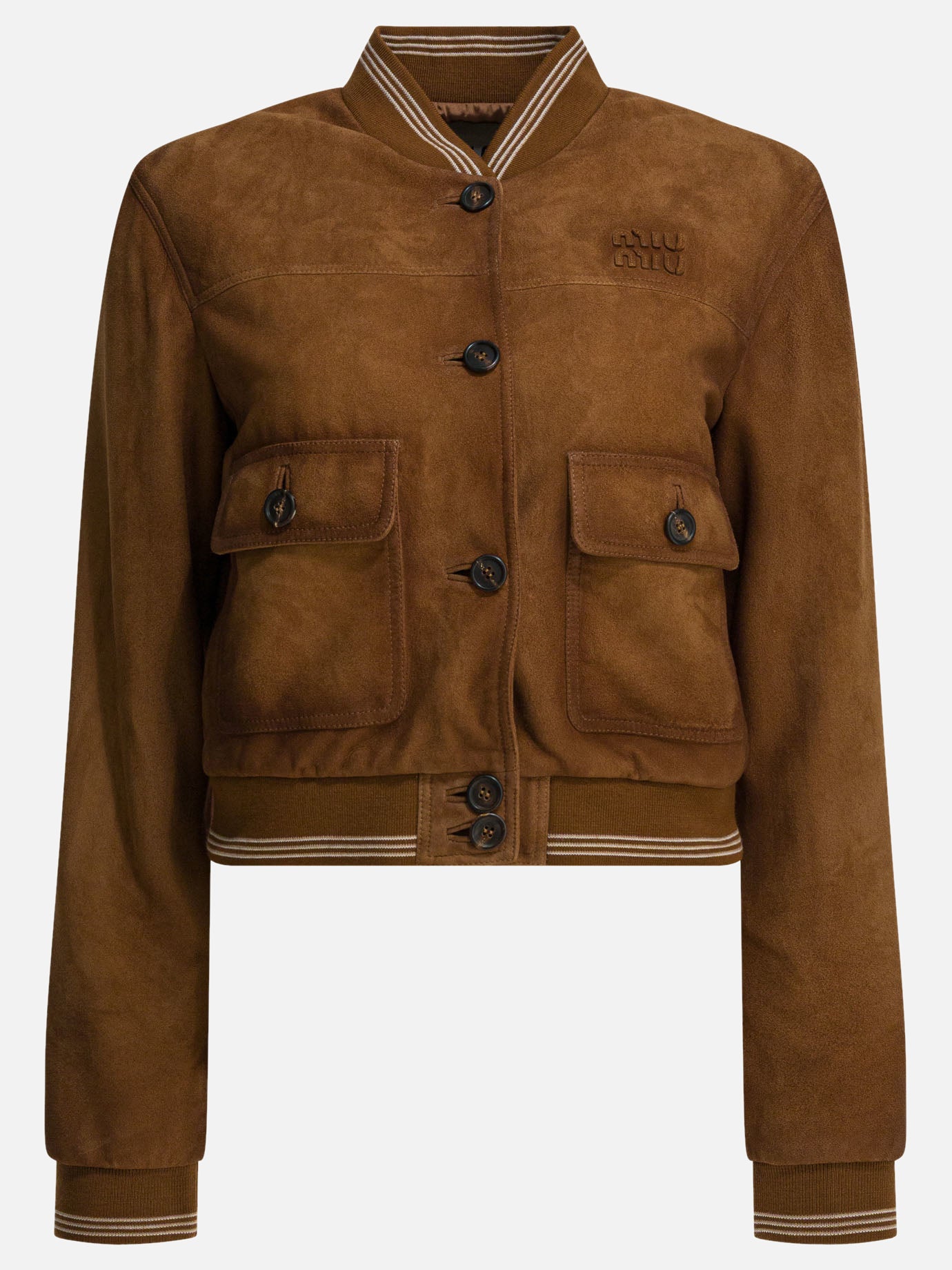 Bomber jackets Logo  Brown - Miu Miu Women | PDP | VIETTI Online Store | Zoom-Modal
