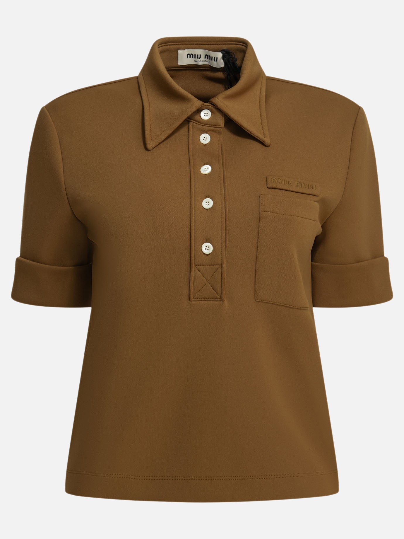 Polo shirts with buttons Logo  Brown - Miu Miu Women | PDP | VIETTI Online Store | thumbnail