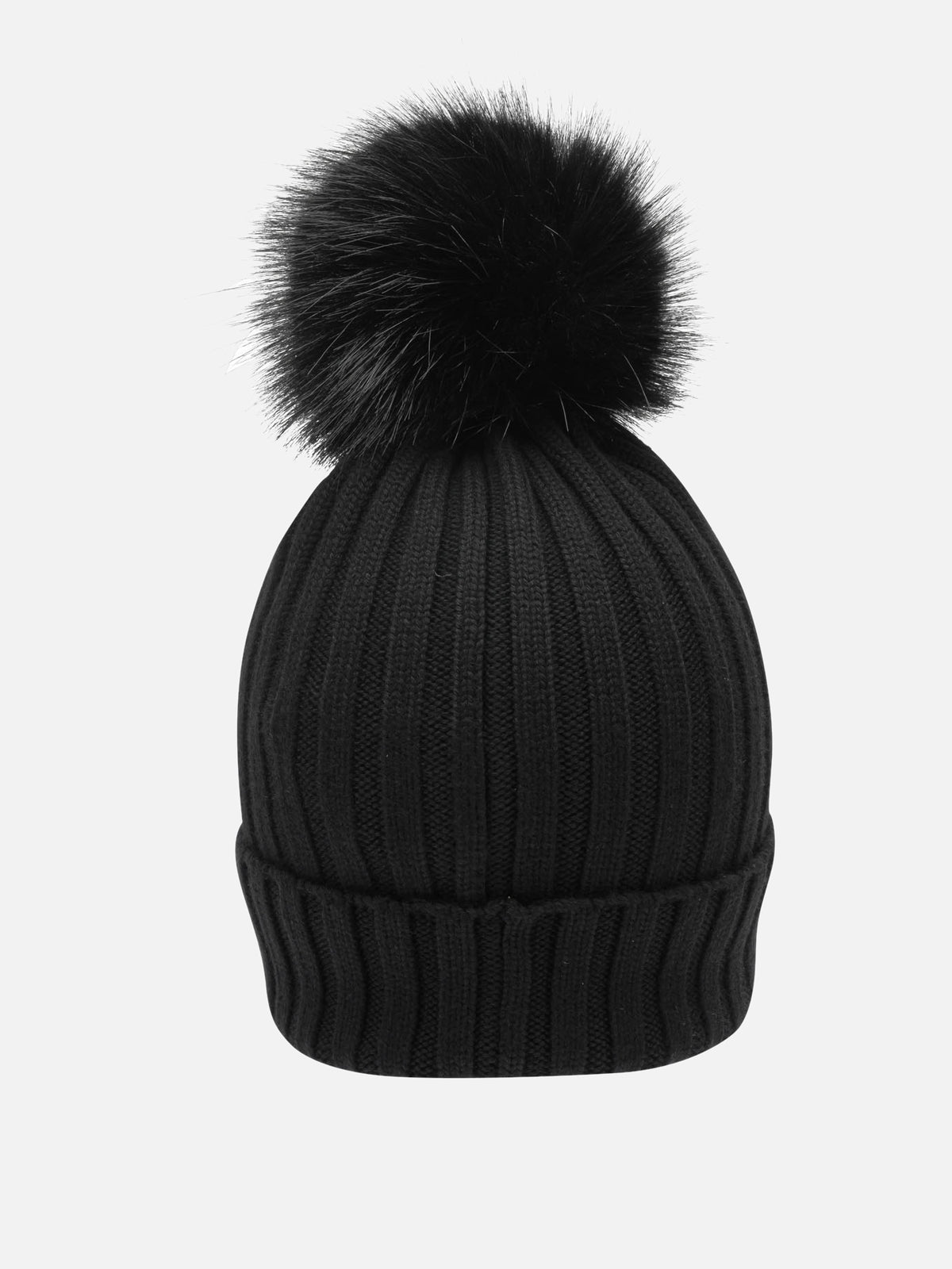 Moncler Wool beanie with pom pom Black