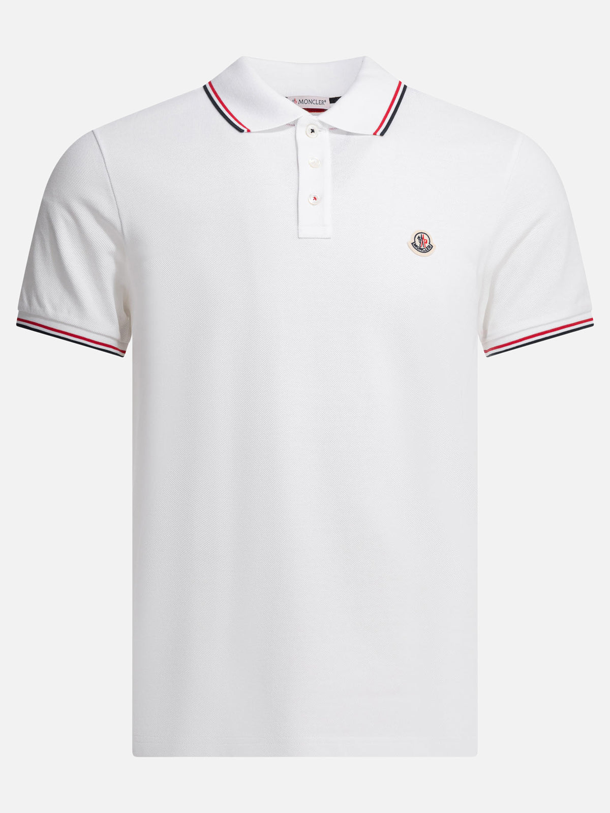 Moncler Cotton pique polo shirt with logo patch White