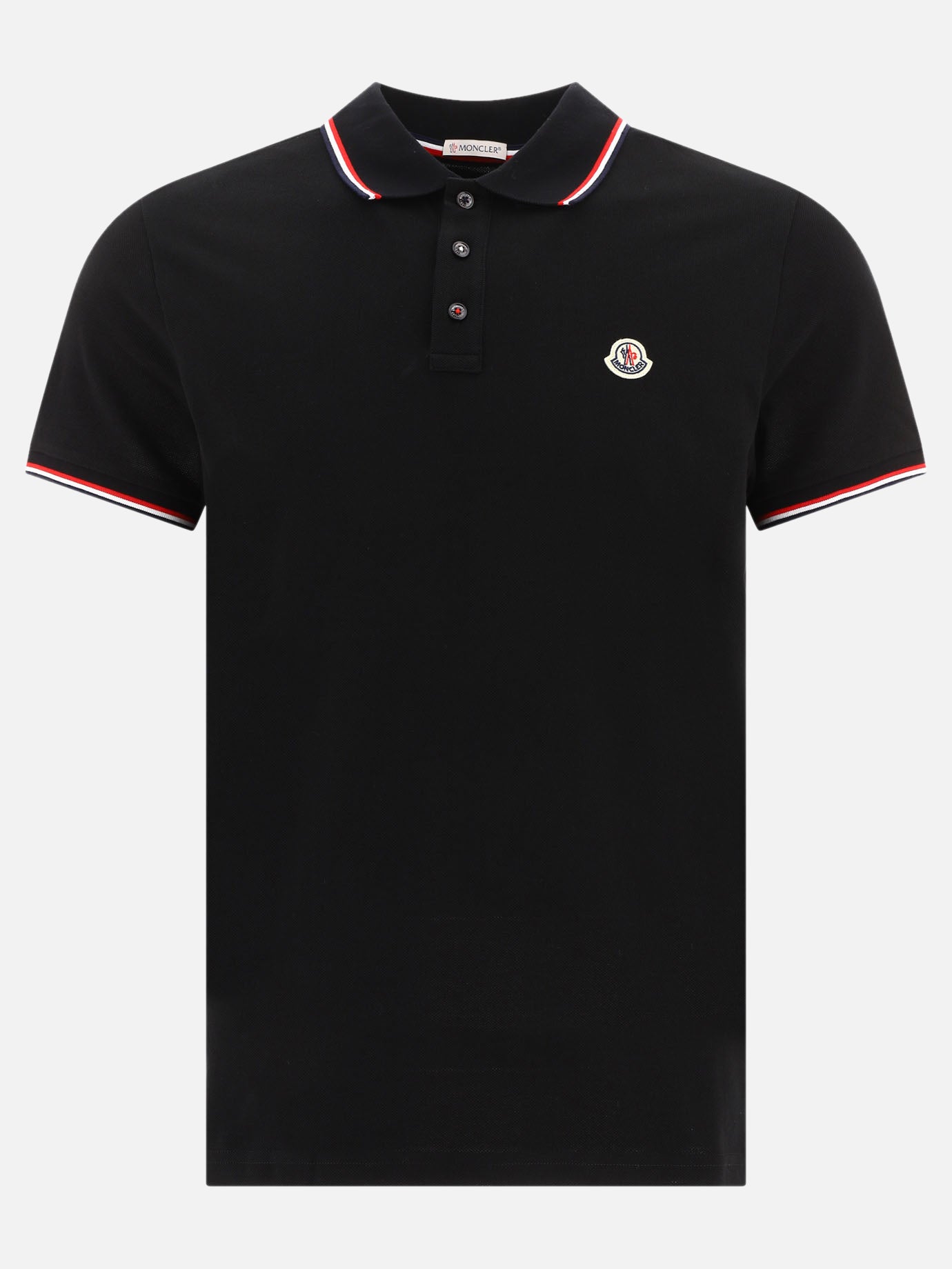 Polo con bottoni Logo  Nero - Moncler Uomo | PDP | VIETTI Online Store | Zoom-Modal
