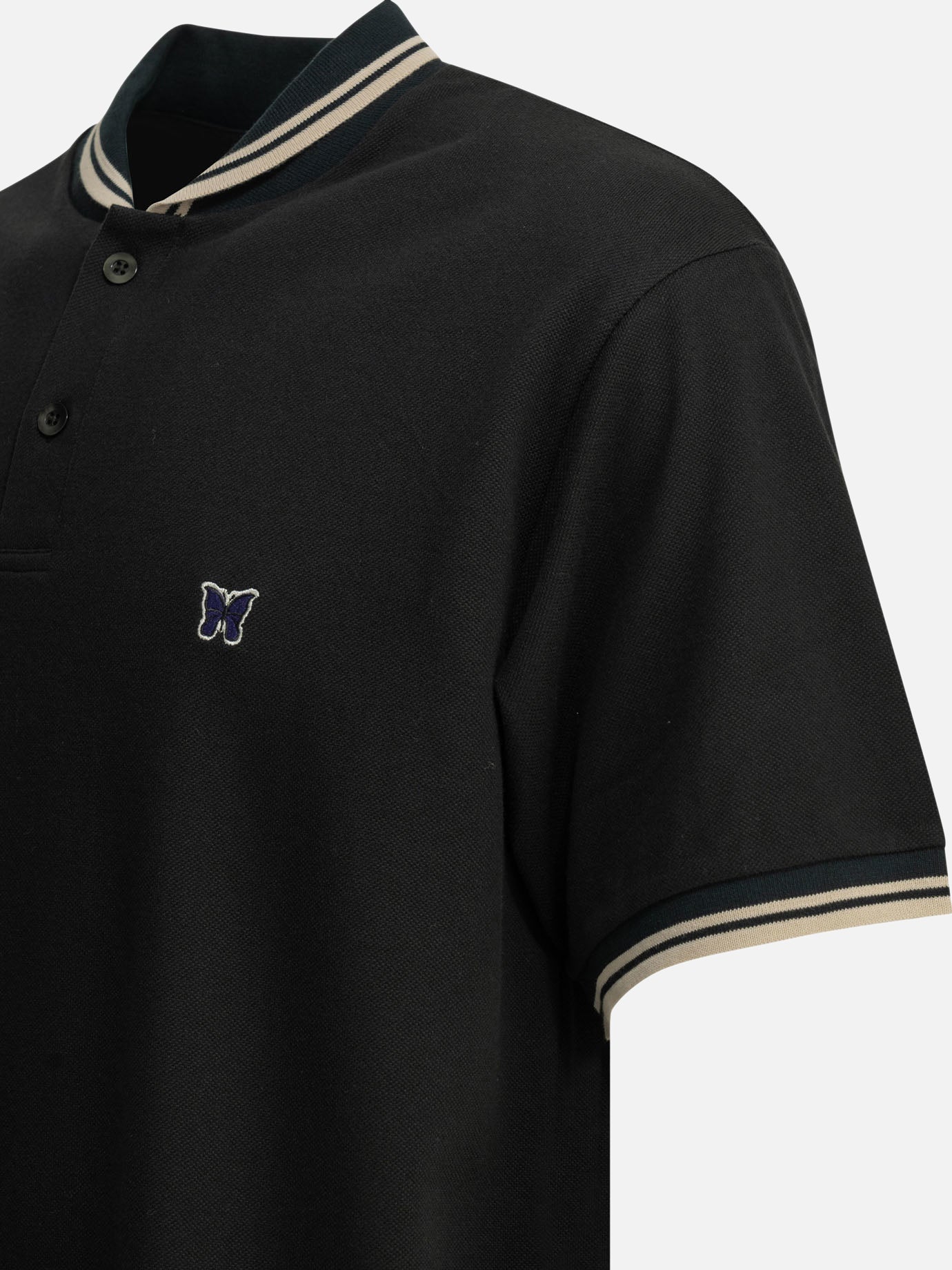 Polo shirts with buttons Logo  Black - Needles Men | PDP | VIETTI Online Store | thumbnail_4